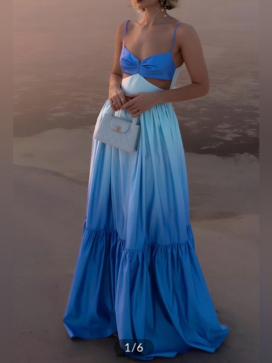Commense Dresses & Skirts - COMMENSE Sz M Backless Cutout Cami Maxi Dress OMBRÉ BLUE LIGHTWEIGHT